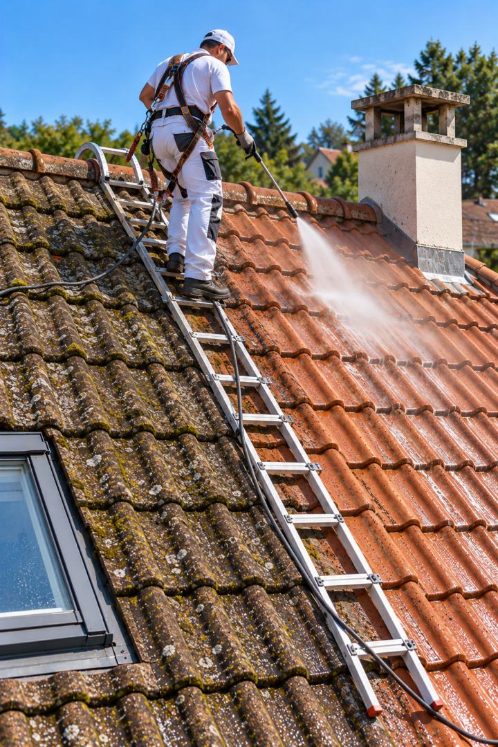 Redonnez de l'éclat à votre toiture avec nos solutions de nettoyage, démoussage et protection hydrofuge.